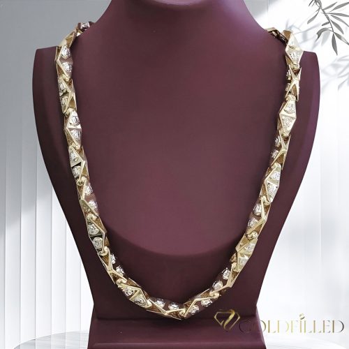 Goldfilled Antiallergén Luxus Barakka Nyaklánc 70cm Hosszú és 11mm Széles  (170g ! )  Szín 14K Multikolor
