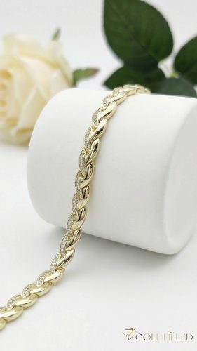 Goldfilled Antiallergén Karkötő 19 cm/7mm 14K színű