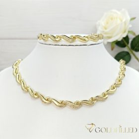   Goldfilled Antiallergén Nyaklánc 50cm / 7mm + Karkötő 19cm 14K szín