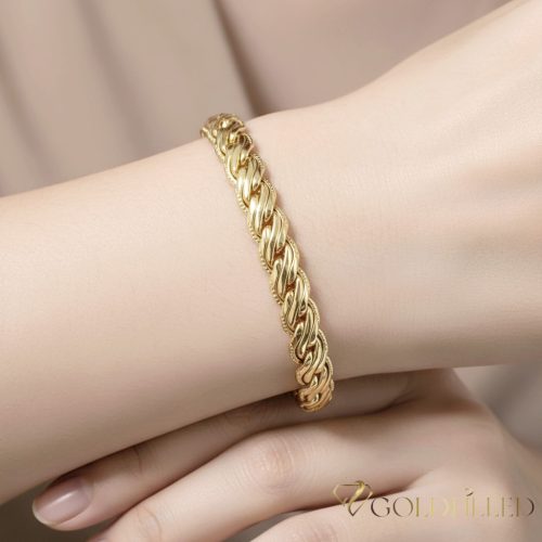 Goldfilled Antiallergén Karkötő 17,5 cm/7mm 14K színű