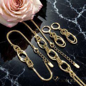   Goldfilled Antiallergén Nyaklánc 45cm/2-10mm + Karkötő 17-20cm + Fülbevaló 14K szín