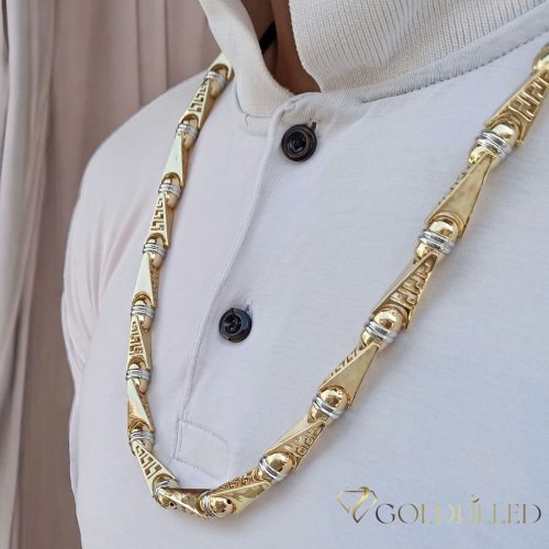 Goldfilled Antiallergén Luxus Barakka Nyaklánc 70cm Hosszú és 11mm Széles  (130g)  Szín 14K Multikolor
