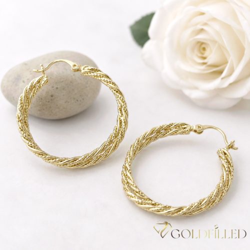 Goldfilled Antiallergén  Karika Fülbevaló 30mm 14K szín