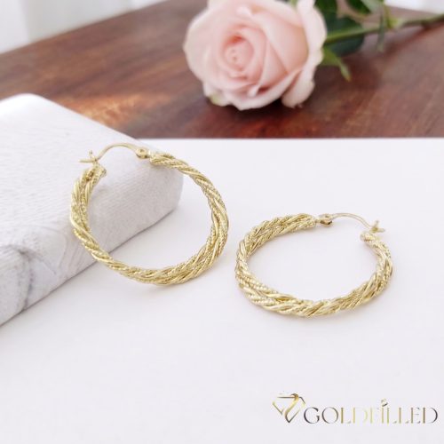 Goldfilled Antiallergén  Karika Fülbevaló 30mm 14K szín