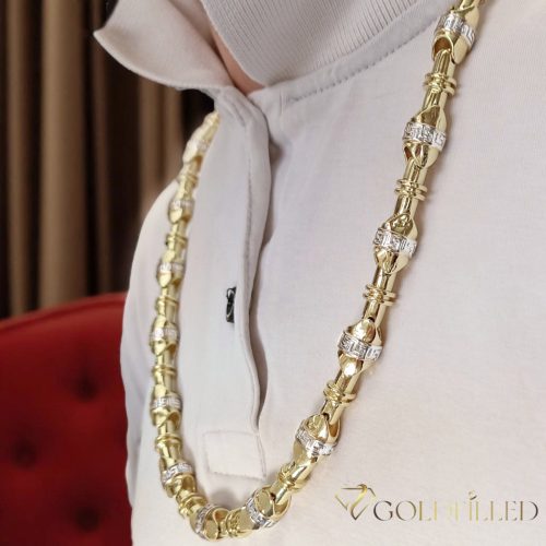 Goldfilled Antiallergén Luxus Barakka Nyaklánc 70cm Hosszú és 11mm Széles  (140g)  Szín 14K Multikolor