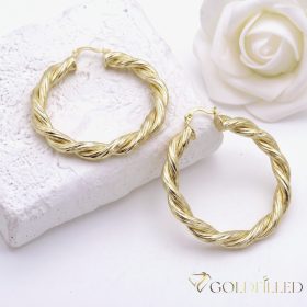 Goldfilled Antiallergén Karika Fülbevaló 50mm 14K szín	