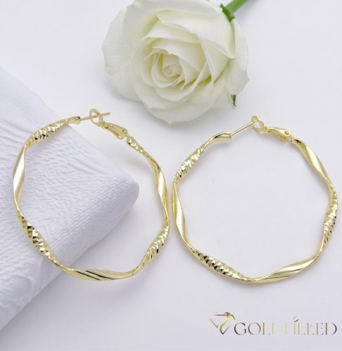 Goldfilled Antiallergén Karika Fülbevaló 50mm 14K szín	