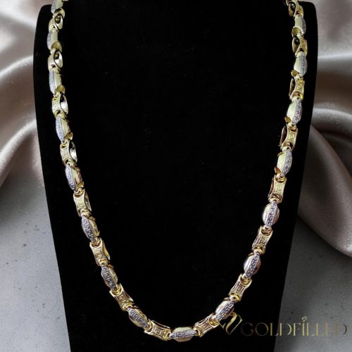 Goldfilled Antiallergén Luxus Barakka Nyaklánc 60cm Hosszú és 8-9mm Széles  (90g ! )  Szín 14K Multikolor