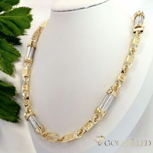 Goldfilled Antiallergén Luxus Barakka Nyaklánc 70cm Hosszú és 8-10mm Széles  (135g)  Szín 14K Multikolor