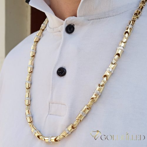 Goldfilled Antiallergén Luxus Barakka Nyaklánc 60cm Hosszú és 8-9mm Széles  (90g ! )  Szín 14K Multikolor