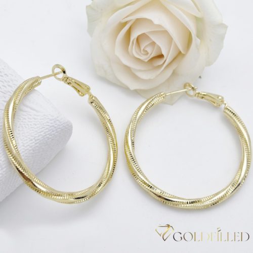 Goldfilled Antiallergén Karika Fülbevaló 40mm 14K szín	