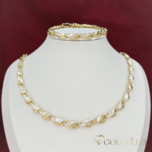 Goldfilled Antiallergén Nyaklánc 50cm / 7mm + Karkötő 17cm 14K szín Multicolor 