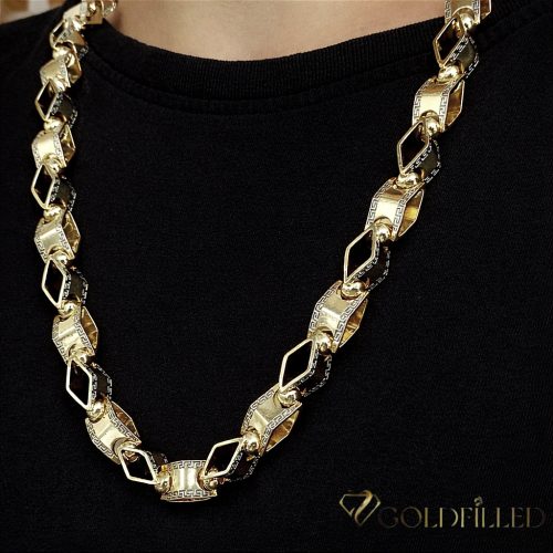 Goldfilled Antiallergén Luxus Barakka Nyaklánc 70cm Hosszú és 11mm Széles  (140g)  Szín 14K Multikolor
