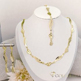   Goldfilled Antiallergén Nyaklánc 45cm/6-8mm + Karkötő 19cm + Fülbevaló 14K szín