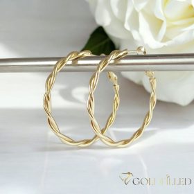 Goldfilled Antiallergén Karika Fülbevaló 40mm 14K szín	