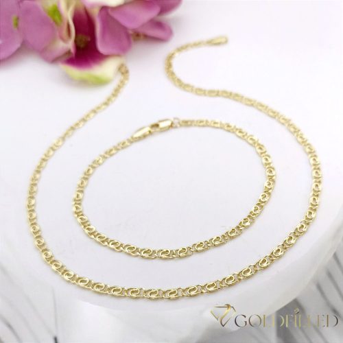 Goldfilled Antiallergén Nyaklánc  50cm /3,2mm+ Karkötő 19cm 14K Szín