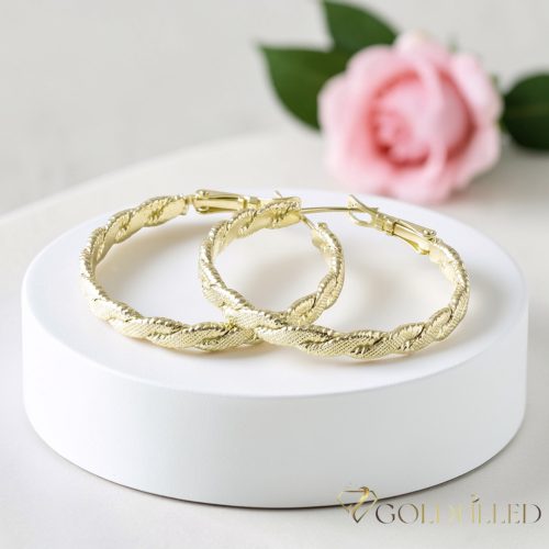 Goldfilled Antiallergén  Karika Fülbevaló 35mm 14K szín