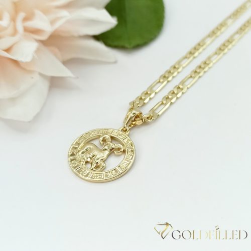 Goldfilled antiallergén nyaklánc 45cm / 4mm + Kos  medál 14K szín