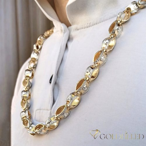 Goldfilled Antiallergén Luxus Barakka Nyaklánc 70cm Hosszú és 11mm Széles  (130g)  Szín 14K Multikolor