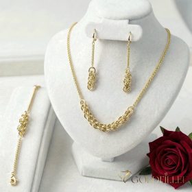   Goldfilled Antiallergén Nyaklánc 45cm/2-7mm + Karkötő 19cm + Fülbevaló 14K szín