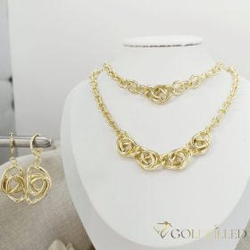   Goldfilled Antiallergén Nyaklánc 45cm/5-19mm + Karkötő 17-20cm + Fülbevaló 14K szín