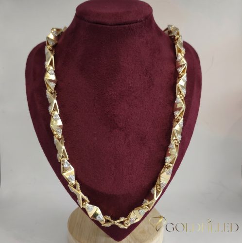 Goldfilled Antiallergén Luxus Barakka Nyaklánc 70cm Hosszú és 11mm Széles  (145g ! )  Szín 14K Multikolor