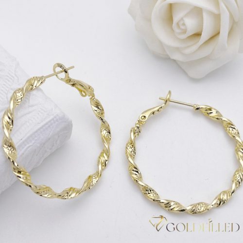 Goldfilled Antiallergén  Karika Fülbevaló 35mm 14K szín