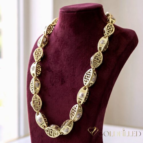 Goldfilled Antiallergén Luxus Barakka Nyaklánc 70cm Hosszú és 16mm Széles  (230g)  Szín 14K Multikolor