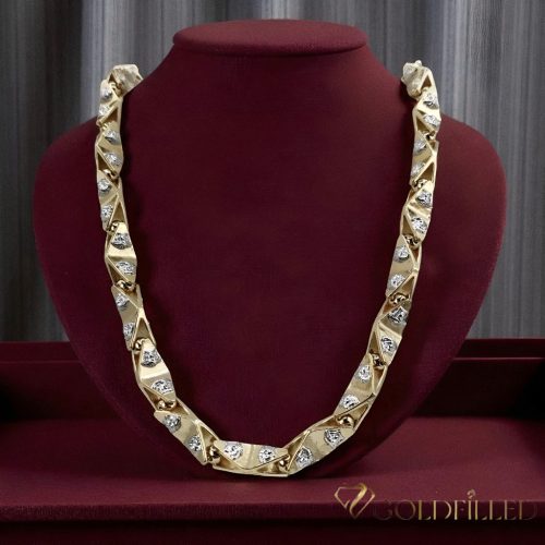 Goldfilled Antiallergén Luxus Barakka Nyaklánc 60cm Hosszú és 11mm Széles  (145g ! )  Szín 14K Multikolor