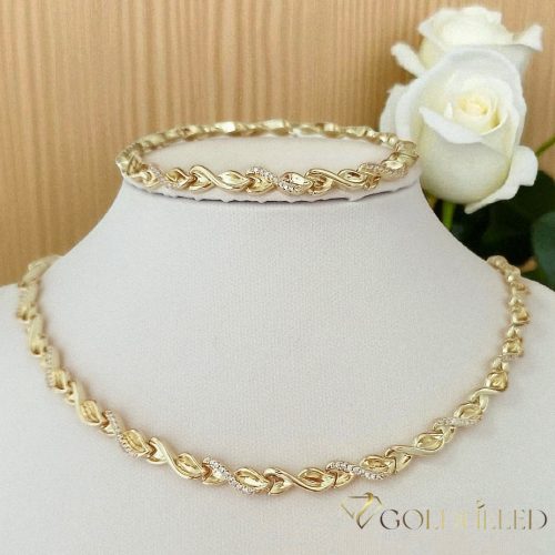 Goldfilled Antiallergén Nyaklánc 45cm / 7mm + Karkötő 19cm 14K szín