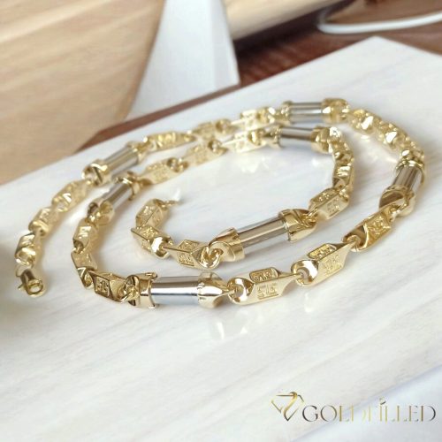 Goldfilled Antiallergén Luxus Barakka Nyaklánc 60cm Hosszú és 8-10mm Széles  (125g)  Szín 14K Multikolor