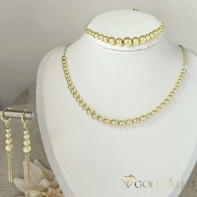   Goldfilled Antiallergén Nyaklánc 45cm/3-5mm + Karkötő 17-20cm + Fülbevaló 14K szín