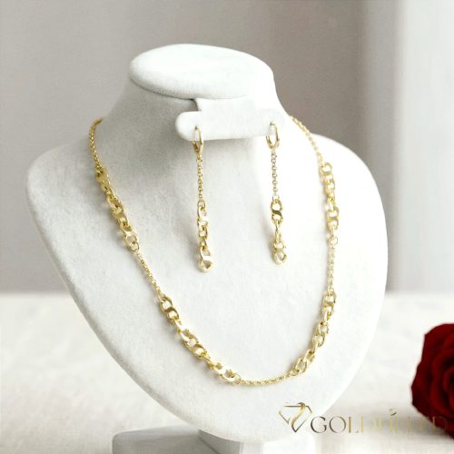 Goldfilled Antiallergén Nyaklánc 45cm/2-6mm + Karkötő 17cm + Fülbevaló 14K szín