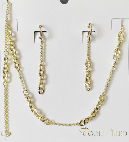 Goldfilled Antiallergén Nyaklánc 45cm/2-6mm + Karkötő 17cm + Fülbevaló 14K szín