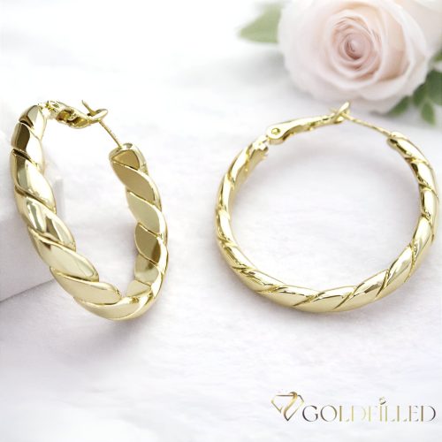 Goldfilled Antiallergén  Karika Fülbevaló 30mm 14K szín