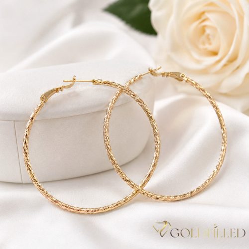 Goldfilled Antiallergén Karika Fülbevaló 50mm 18K Szín