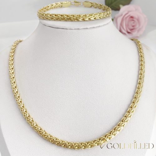 Goldfilled Antiallergén Nyaklánc 50cm / 6mm + Karkötő 19cm 14K szín